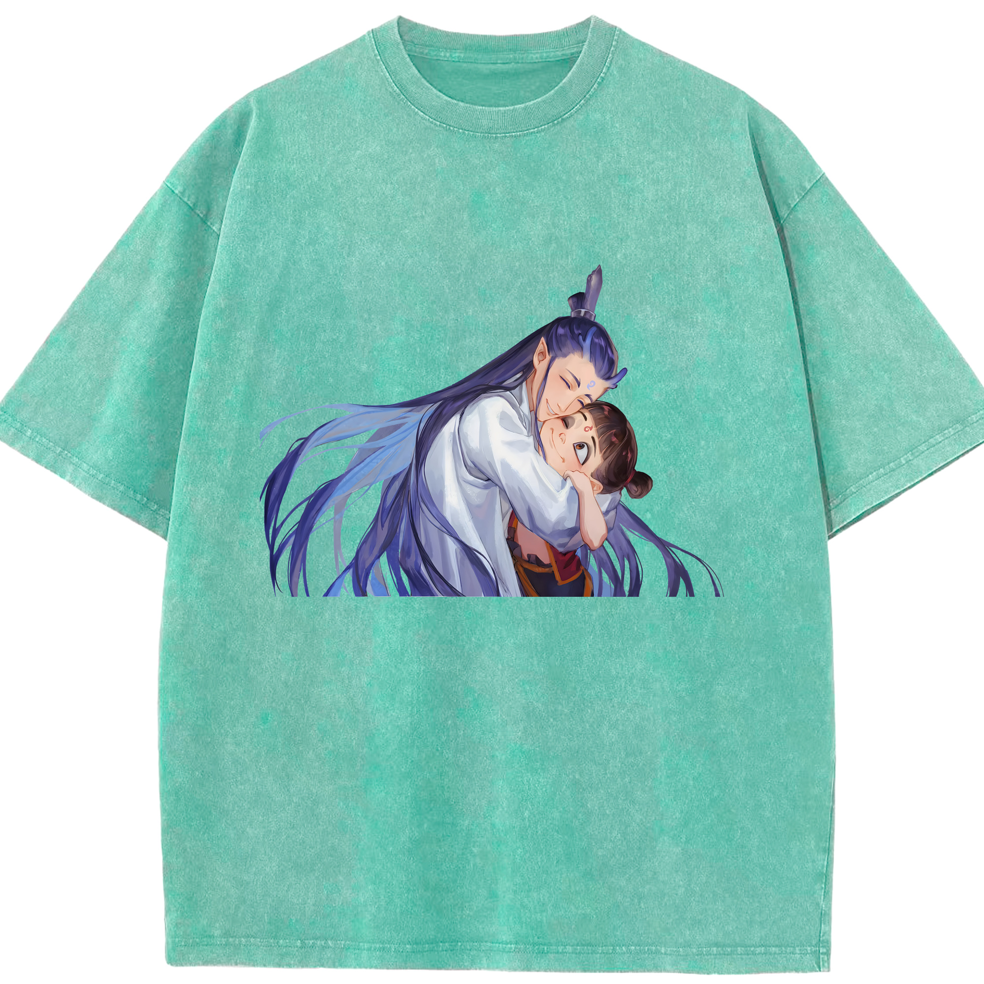 （画像用） Ne Zha 2 ナタ 魔童の大暴れ 綿100% ヴィンテージ風 半袖Tシャツ（フロントプリント）